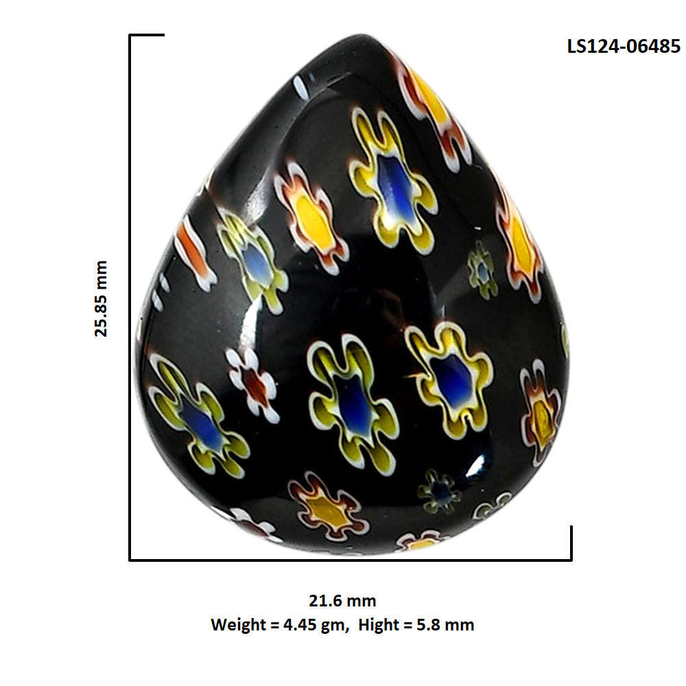 Millefiori Murano Glass 21.6x25.85x5.8 mm Heart Shape Polished Gemstone LS124-06485