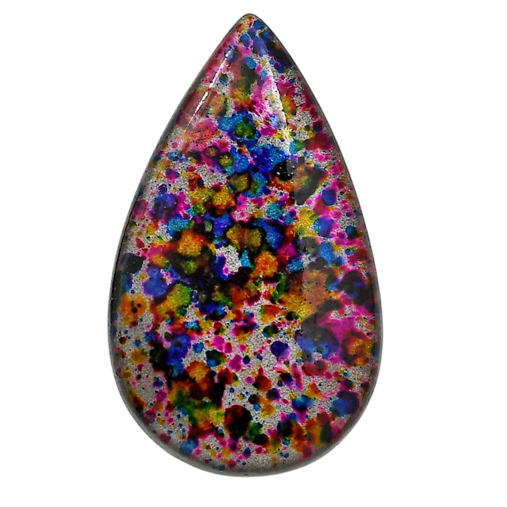 Lab Created Multi Color Labradorite 23.9x40.2x6.5 mm Pear Shape Polished Gemstone LS125-06488