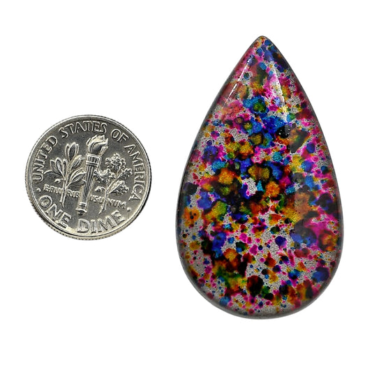 Lab Created Multi Color Labradorite 23.9x40.2x6.5 mm Pear Shape Polished Gemstone LS125-06488