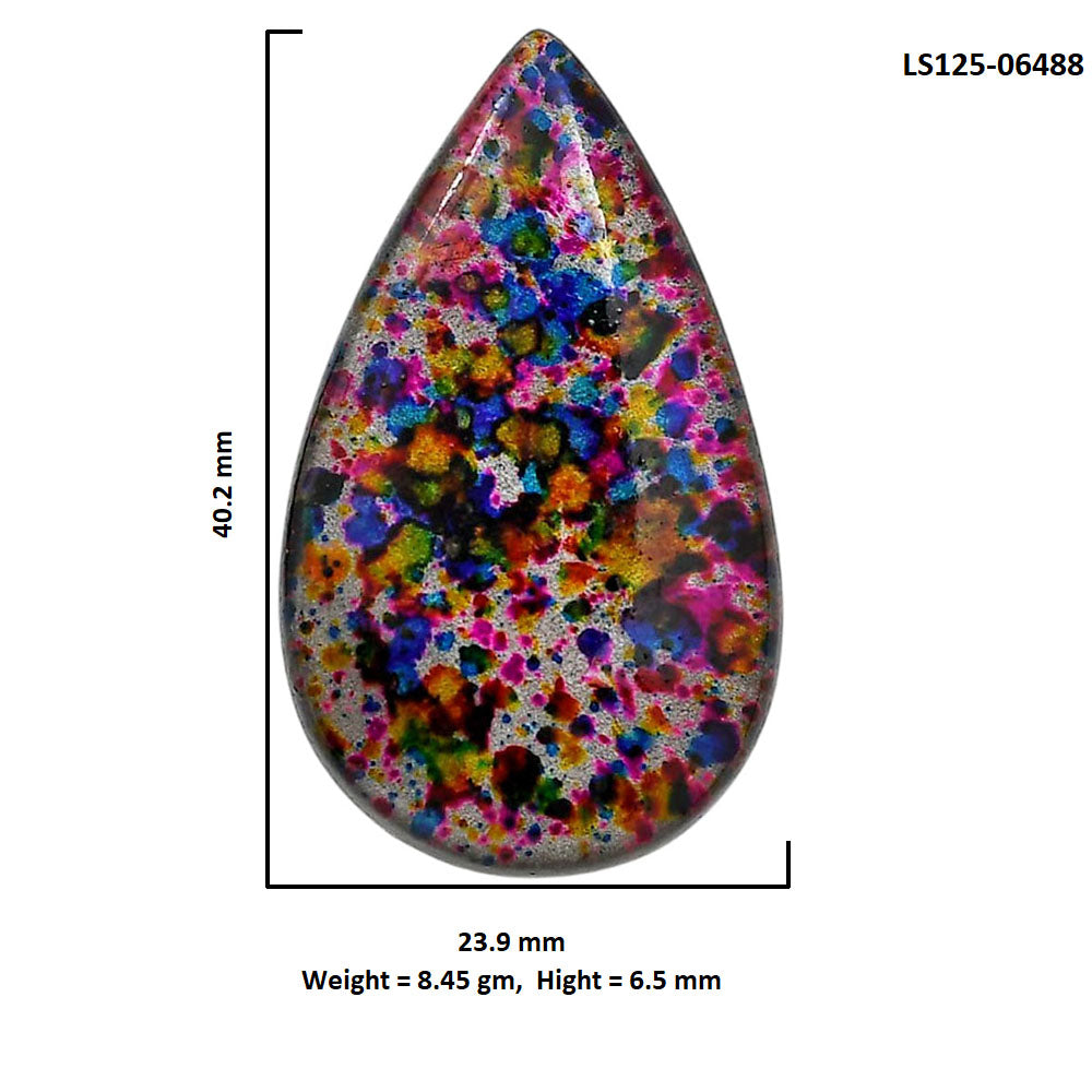 Lab Created Multi Color Labradorite 23.9x40.2x6.5 mm Pear Shape Polished Gemstone LS125-06488