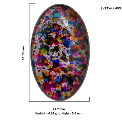 Lab Created Multi Color Labradorite 21.7x35.15x5.5 mm Oval Shape Polished Gemstone LS125-06489
