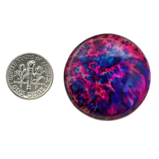 Lab Created Multi Color Labradorite 33x33x6 mm Round Shape Polished Gemstone LS125-06491