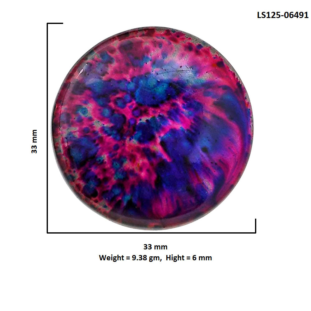 Lab Created Multi Color Labradorite 33x33x6 mm Round Shape Polished Gemstone LS125-06491