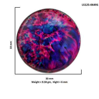 Lab Created Multi Color Labradorite 33x33x6 mm Round Shape Polished Gemstone LS125-06491