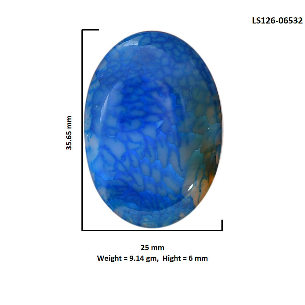 Dragon Vein Agate 25x35.65x6 mm Oval Shape Polished Gemstone LS126-06532