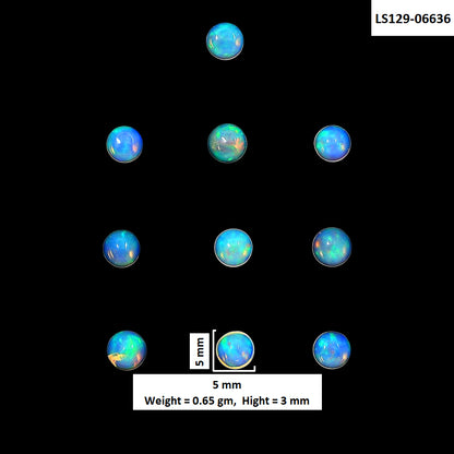 Ethiopian Opal 10 Piece 5x5x3 mm Round Shape Polished Gemstone LS129-06636