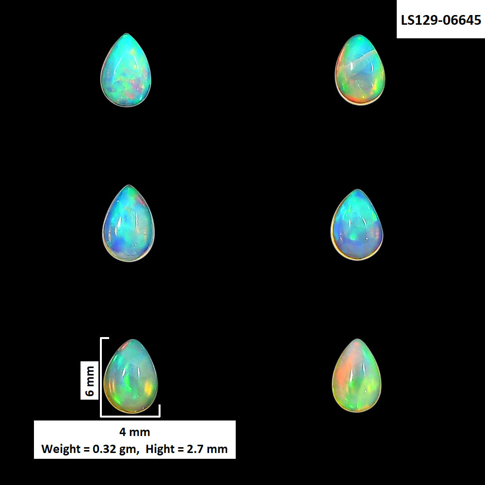 Ethiopian Opal 6 Piece 4x6x2.7 mm Pear Shape Polished Gemstone LS129-06645