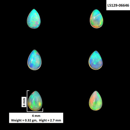 Ethiopian Opal 6 Piece 4x6x2.7 mm Pear Shape Polished Gemstone LS129-06646