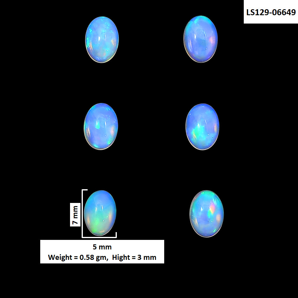Ethiopian Opal 6 Piece 5x7x3 mm Oval Shape Polished Gemstone LS129-06649