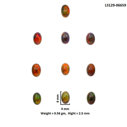 Black Ethiopian Opal 10 Piece 4x6x2.5 mm Oval Shape Polished Gemstone LS129-06659