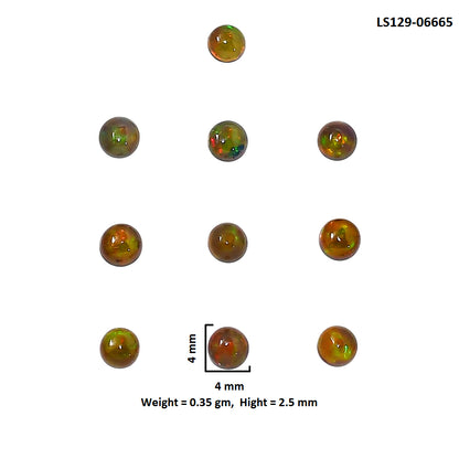 Black Ethiopian Opal 10 Piece 4x4x2.5 mm Round Shape Polished Gemstone LS129-06665