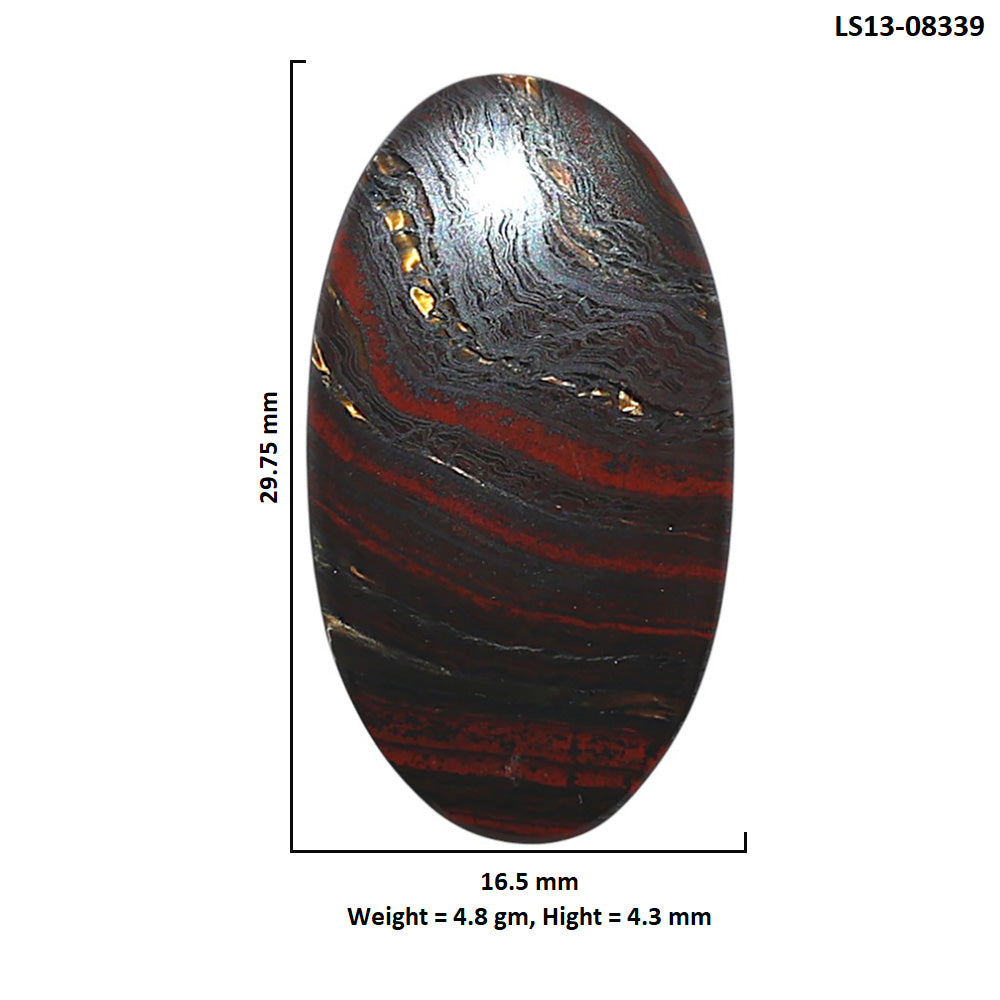 Iron Tiger Eye 16.5x29.75x4.3 mm Oval Shape Polished Gemstone LS13-08339