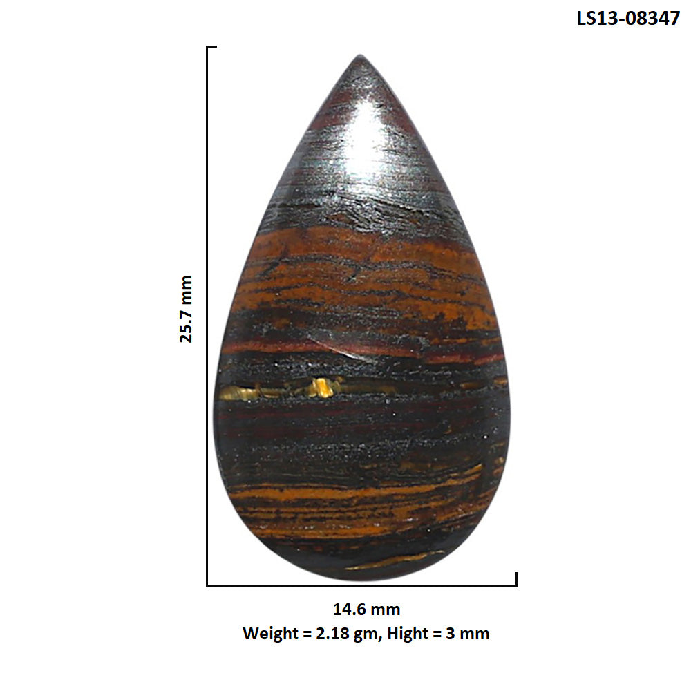 Iron Tiger Eye 14.6x25.7x3 mm Pear Shape Polished Gemstone LS13-08347