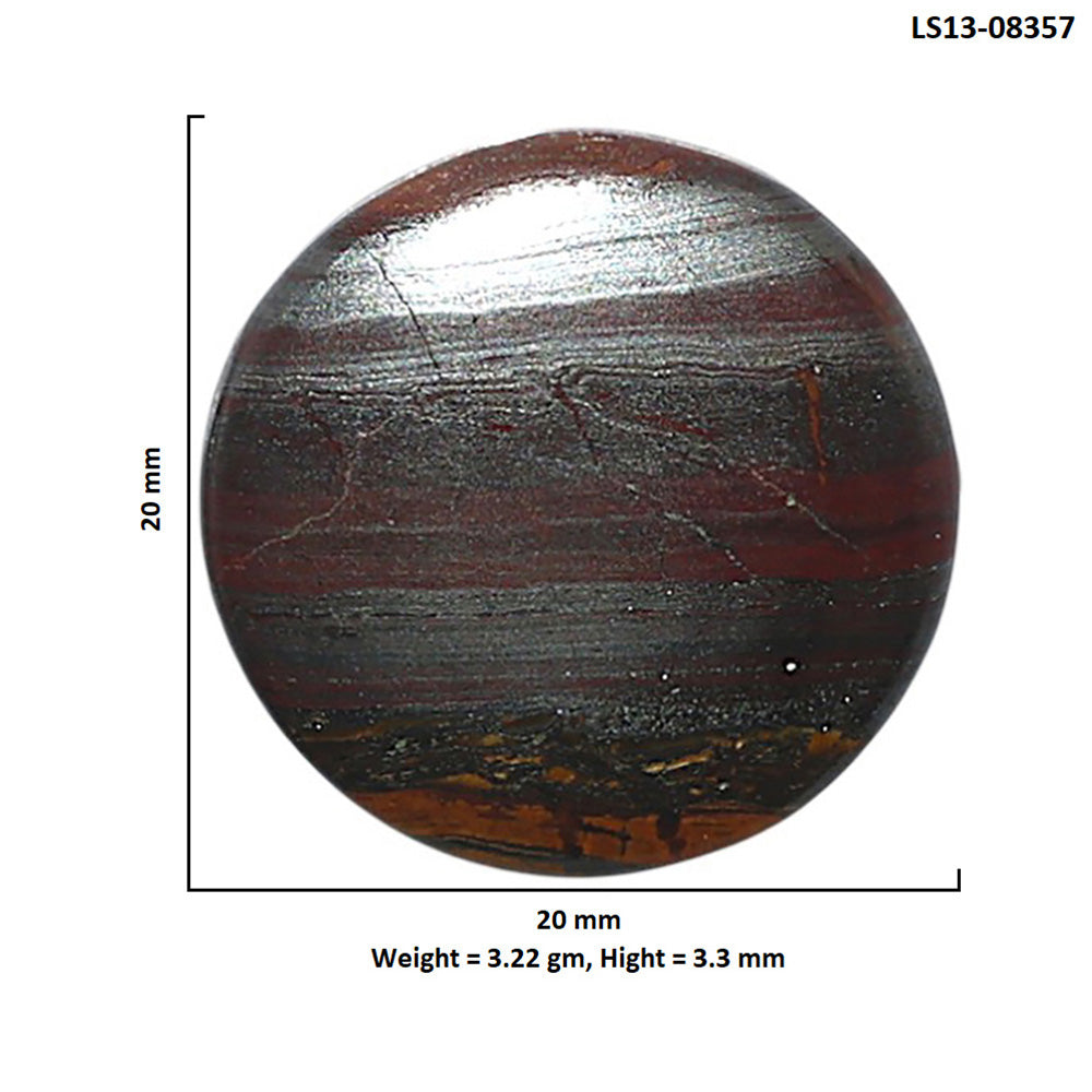 Iron Tiger Eye 20x20x3.3 mm Round Shape Polished Gemstone LS13-08357