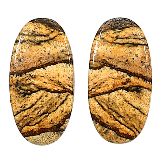Picture Jasper Pair 13.2x26x3.7 mm Oval Shape Polished Gemstone LS130-06667