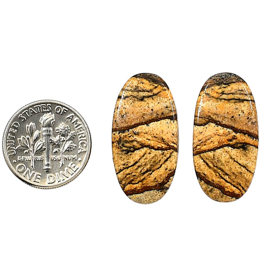 Picture Jasper Pair 13.2x26x3.7 mm Oval Shape Polished Gemstone LS130-06667