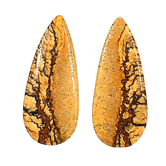 Picture Jasper Pair 11x25.8x4 mm Pear Shape Polished Gemstone LS130-06669