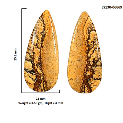 Picture Jasper Pair 11x25.8x4 mm Pear Shape Polished Gemstone LS130-06669