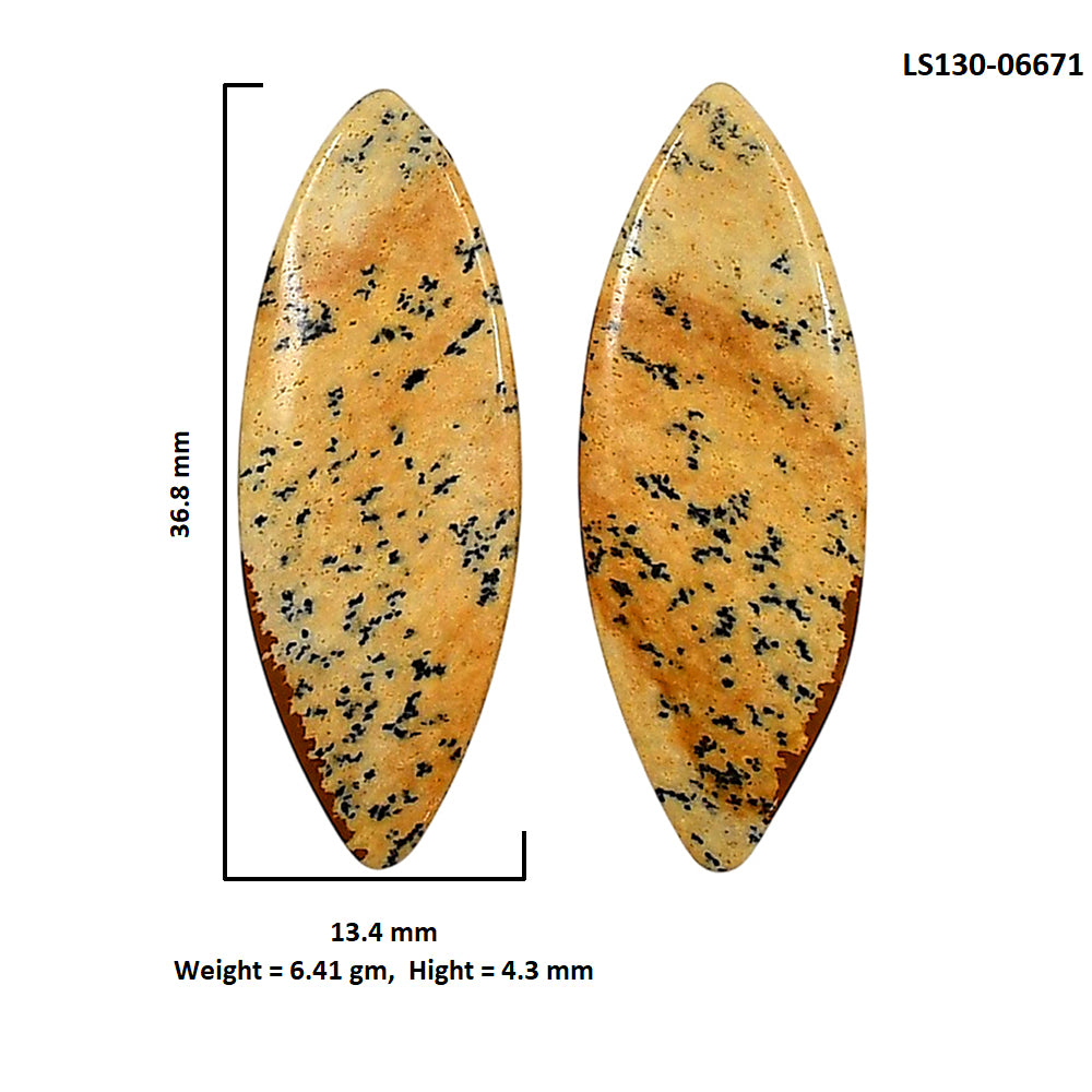 Picture Jasper Pair 13.4x36.8x4.3 mm Marquise Shape Polished Gemstone LS130-06671