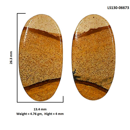Picture Jasper Pair 13.4x26.3x4 mm Oval Shape Polished Gemstone LS130-06673