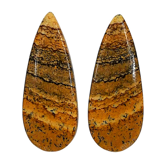 Picture Jasper Pair 11.5x28.8x3.5 mm Pear Shape Polished Gemstone LS130-06674