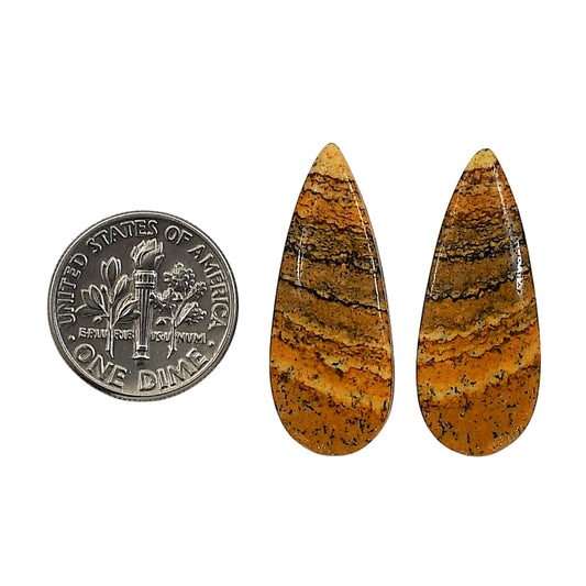 Picture Jasper Pair 11.5x28.8x3.5 mm Pear Shape Polished Gemstone LS130-06674