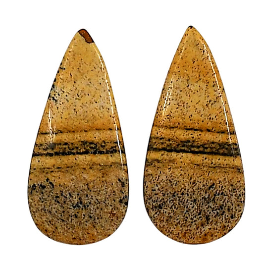 Picture Jasper Pair 12.6x26.9x3.5 mm Pear Shape Polished Gemstone LS130-06676