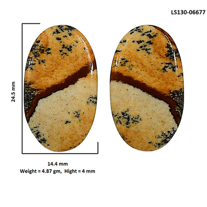Picture Jasper Pair 14.4x24.5x4 mm Oval Shape Polished Gemstone LS130-06677
