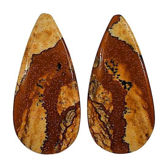Picture Jasper Pair 13.5x28x4 mm Pear Shape Polished Gemstone LS130-06678