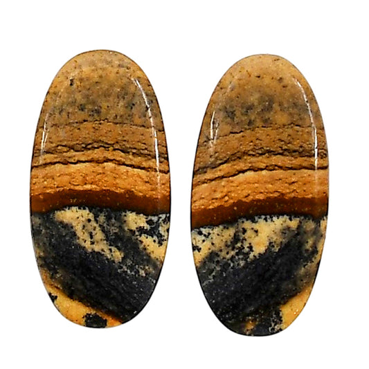 Picture Jasper Pair 13.4x26.8x3.5 mm Oval Shape Polished Gemstone LS130-06680