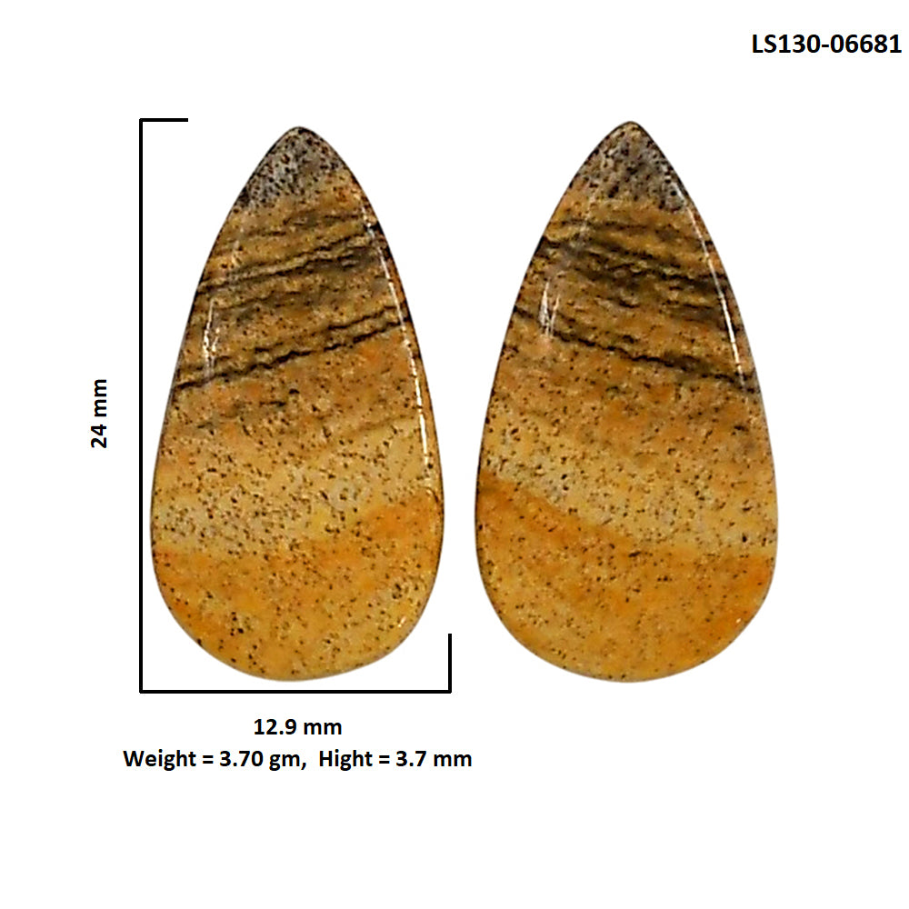 Picture Jasper Pair 12.9x24x3.7 mm Pear Shape Polished Gemstone LS130-06681