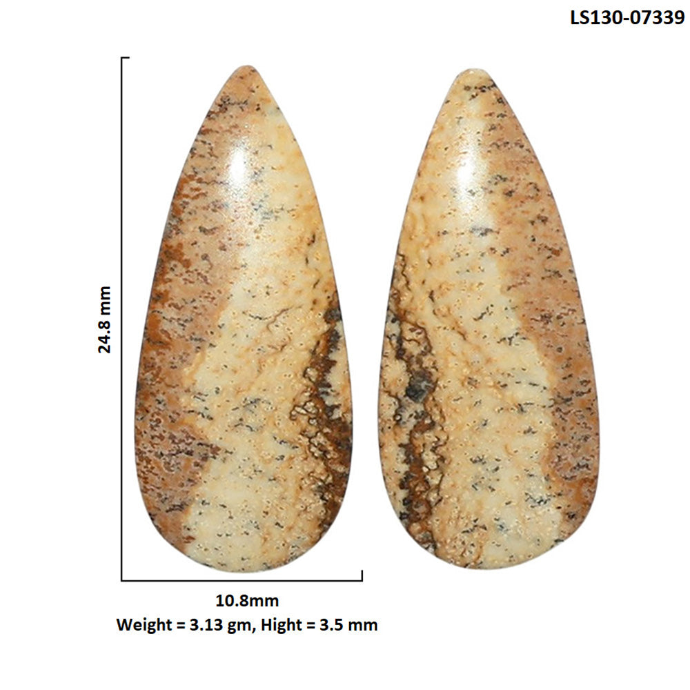 Picture Jasper Pair 10.8x24.8x3.5 mm Pear Shape Polished Gemstone LS130-07339