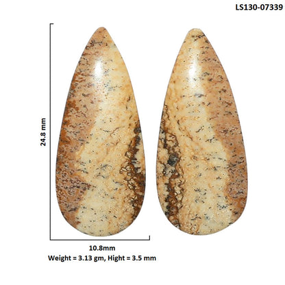 Picture Jasper Pair 10.8x24.8x3.5 mm Pear Shape Polished Gemstone LS130-07339