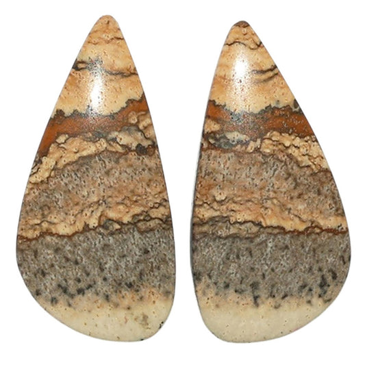 Picture Jasper Pair 11.6x23.8x3.7 mm Pear Shape Polished Gemstone LS130-07340
