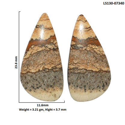 Picture Jasper Pair 11.6x23.8x3.7 mm Pear Shape Polished Gemstone LS130-07340