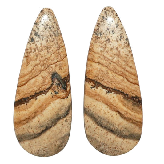 Picture Jasper Pair 10.5x26.7x3.5 mm Pear Shape Polished Gemstone LS130-07341