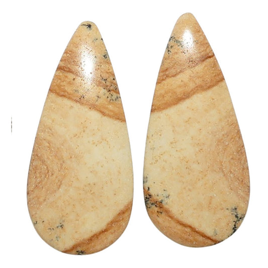 Picture Jasper Pair 11.5x25.2x3.5 mm Pear Shape Polished Gemstone LS130-07342