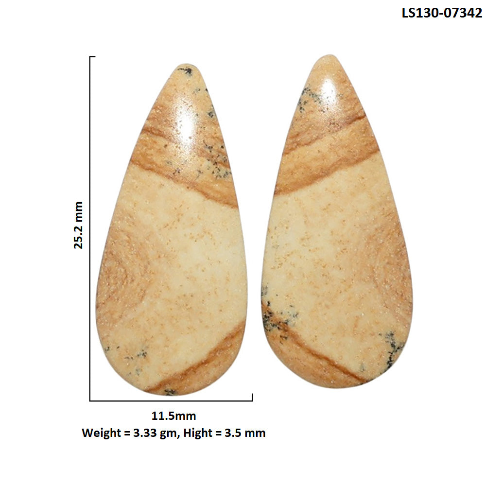 Picture Jasper Pair 11.5x25.2x3.5 mm Pear Shape Polished Gemstone LS130-07342