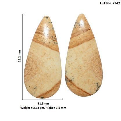 Picture Jasper Pair 11.5x25.2x3.5 mm Pear Shape Polished Gemstone LS130-07342