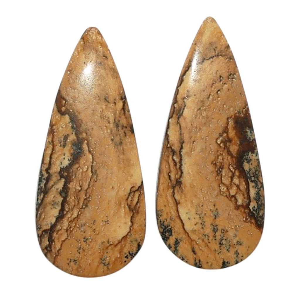 Picture Jasper Pair 10.9x24.9x3.5 mm Pear Shape Polished Gemstone LS130-07343