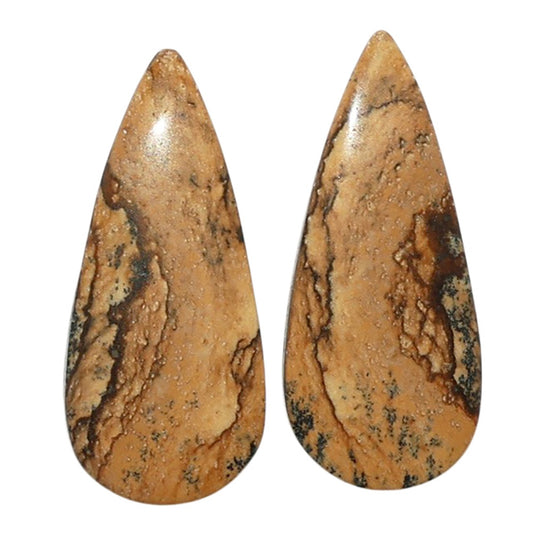 Picture Jasper Pair 10.9x24.9x3.5 mm Pear Shape Polished Gemstone LS130-07343