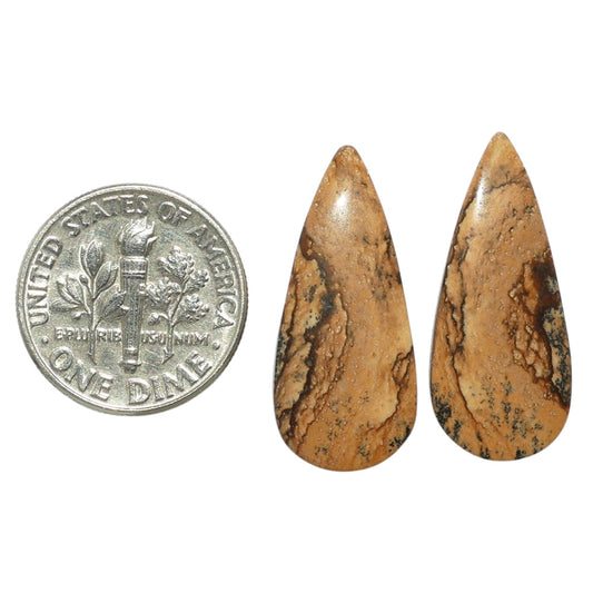 Picture Jasper Pair 10.9x24.9x3.5 mm Pear Shape Polished Gemstone LS130-07343