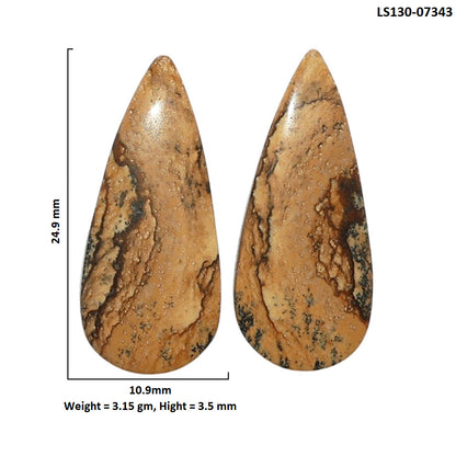 Picture Jasper Pair 10.9x24.9x3.5 mm Pear Shape Polished Gemstone LS130-07343