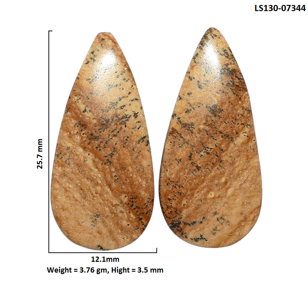 Picture Jasper Pair 12.1x25.7x3.5 mm Pear Shape Polished Gemstone LS130-07344