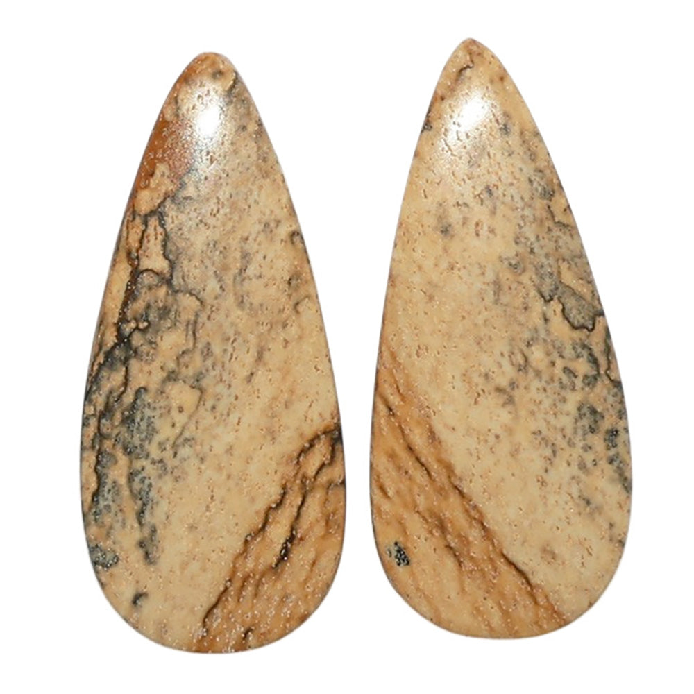Picture Jasper Pair 11.85x27x3.5 mm Pear Shape Polished Gemstone LS130-07345