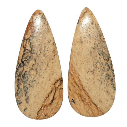 Picture Jasper Pair 11.85x27x3.5 mm Pear Shape Polished Gemstone LS130-07345