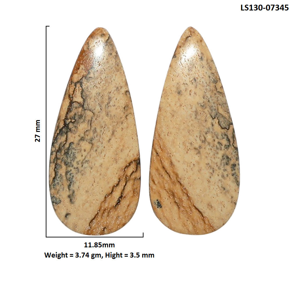 Picture Jasper Pair 11.85x27x3.5 mm Pear Shape Polished Gemstone LS130-07345