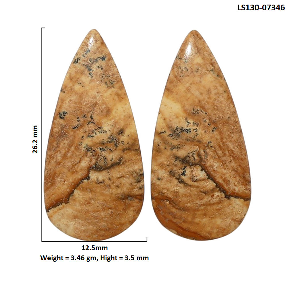 Picture Jasper Pair 12.5x26.2x3.5 mm Pear Shape Polished Gemstone LS130-07346