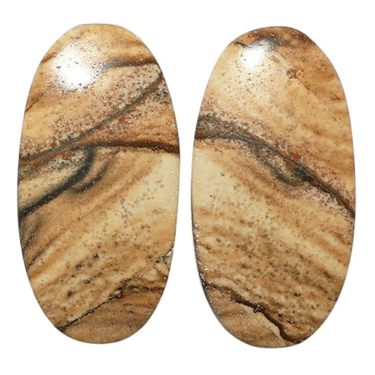 Picture Jasper Pair 12.7x25x4 mm Oval Shape Polished Gemstone LS130-07347