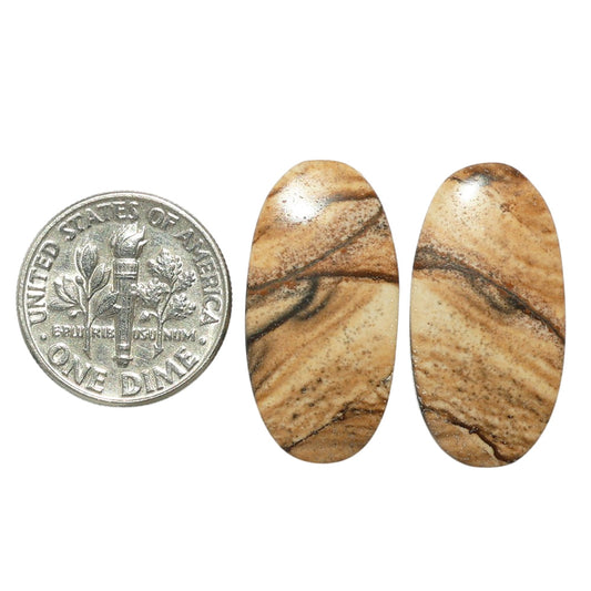 Picture Jasper Pair 12.7x25x4 mm Oval Shape Polished Gemstone LS130-07347